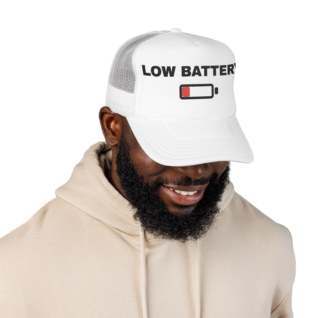 Low Battery Embroidered Trucker Hat – Light — product photo