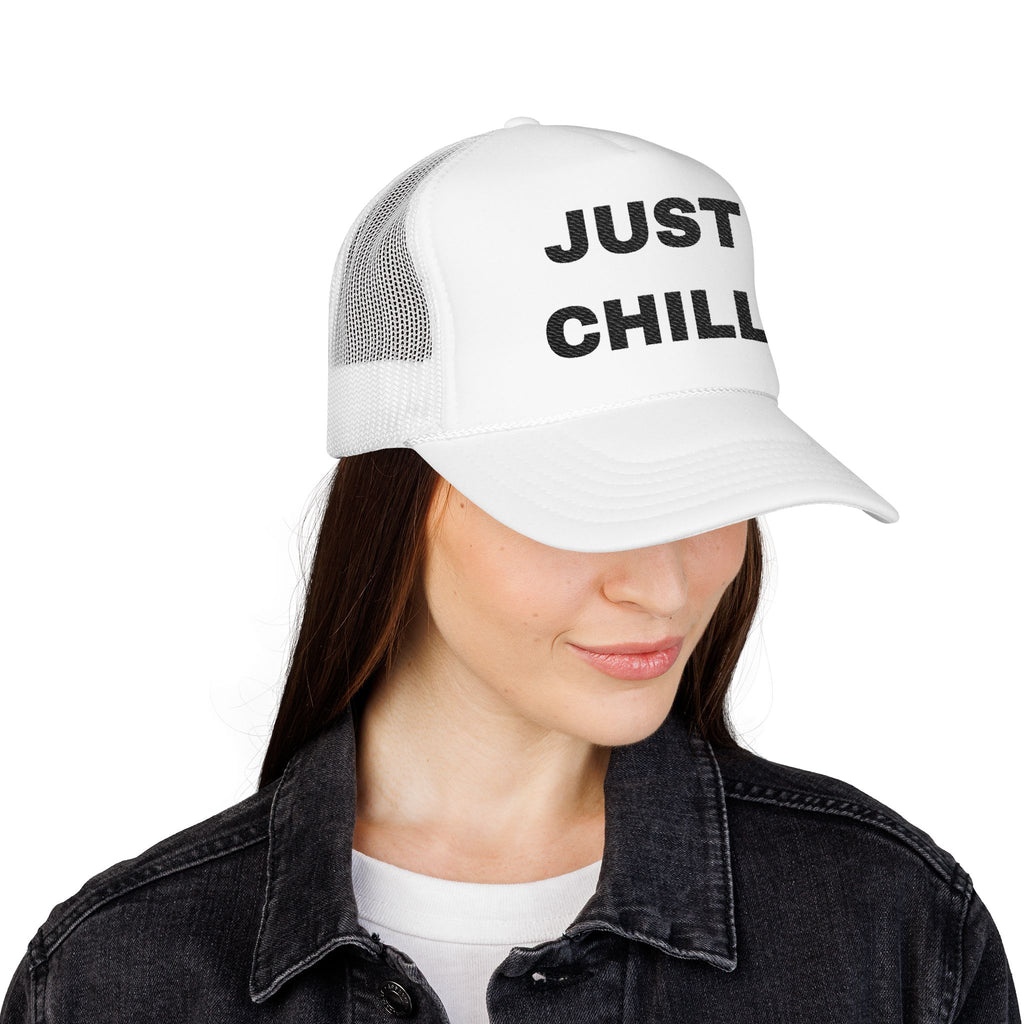 Just Chill Embroidered Trucker Hat – Light — product photo