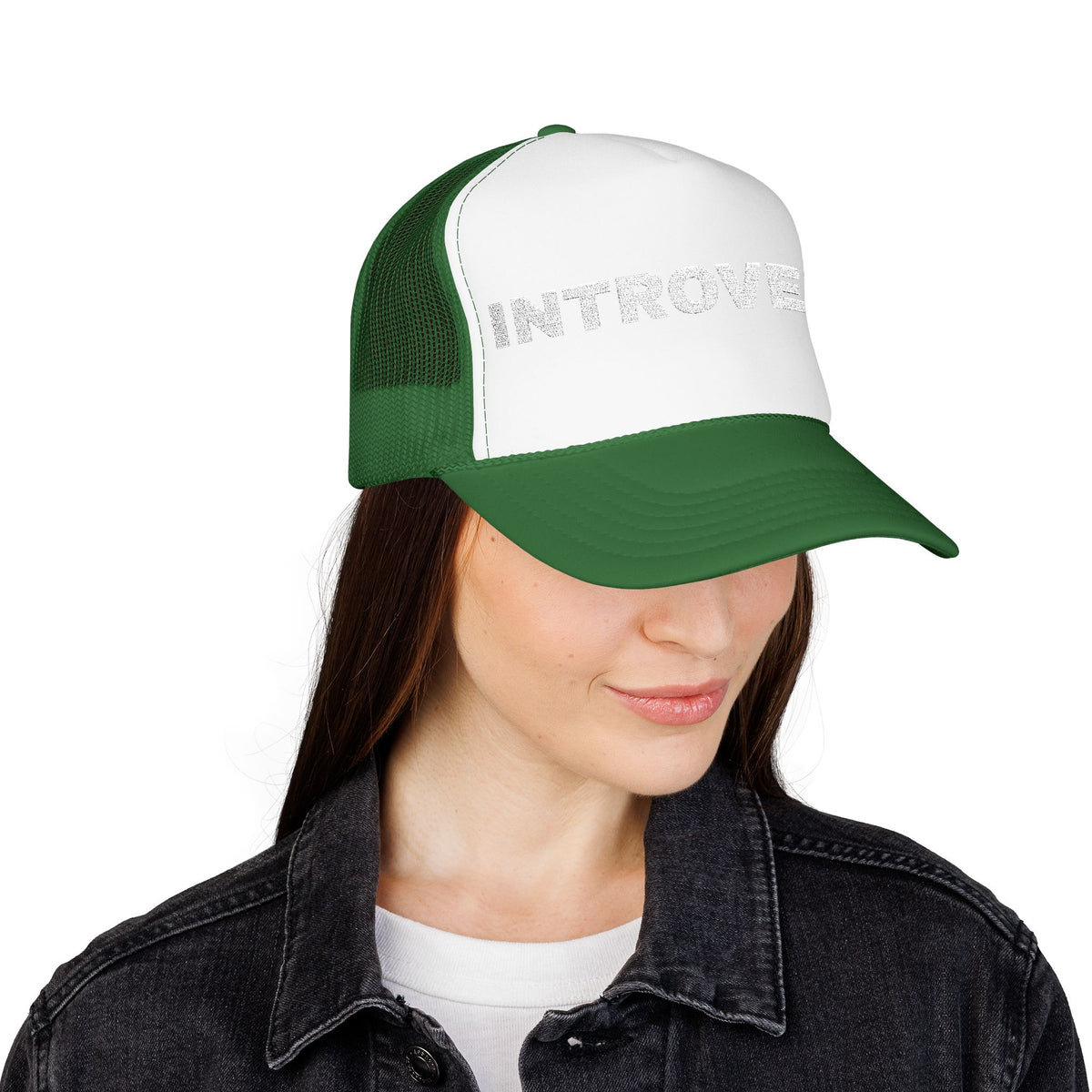 Introvert Embroidered Trucker Hat – Dark — product photo