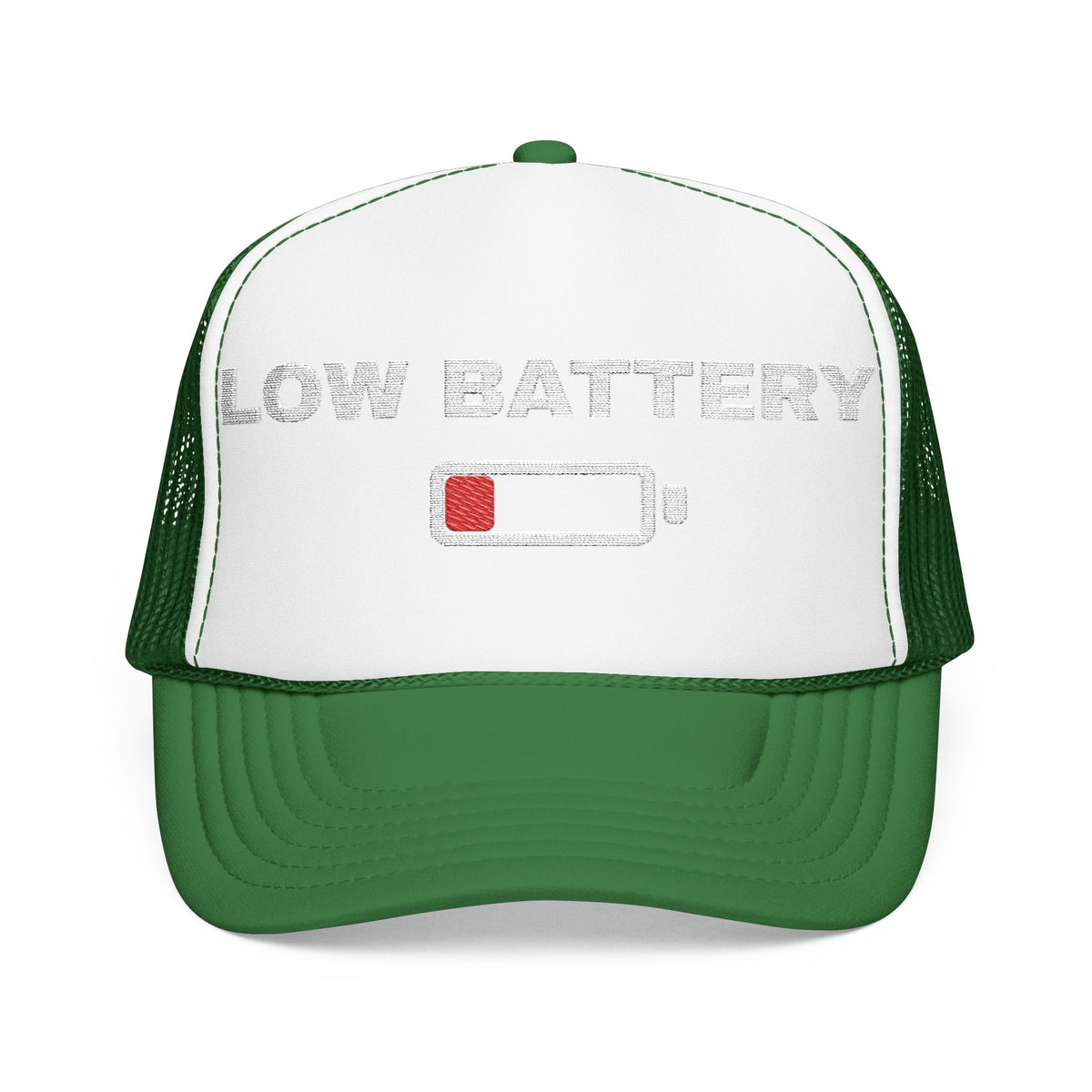 Low Battery Embroidered Trucker Hat — product photo