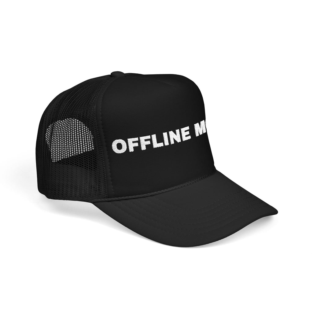 PRINTPANDA Offline Mode Trucker Hat - One Size, Dark Colors, Embroidered