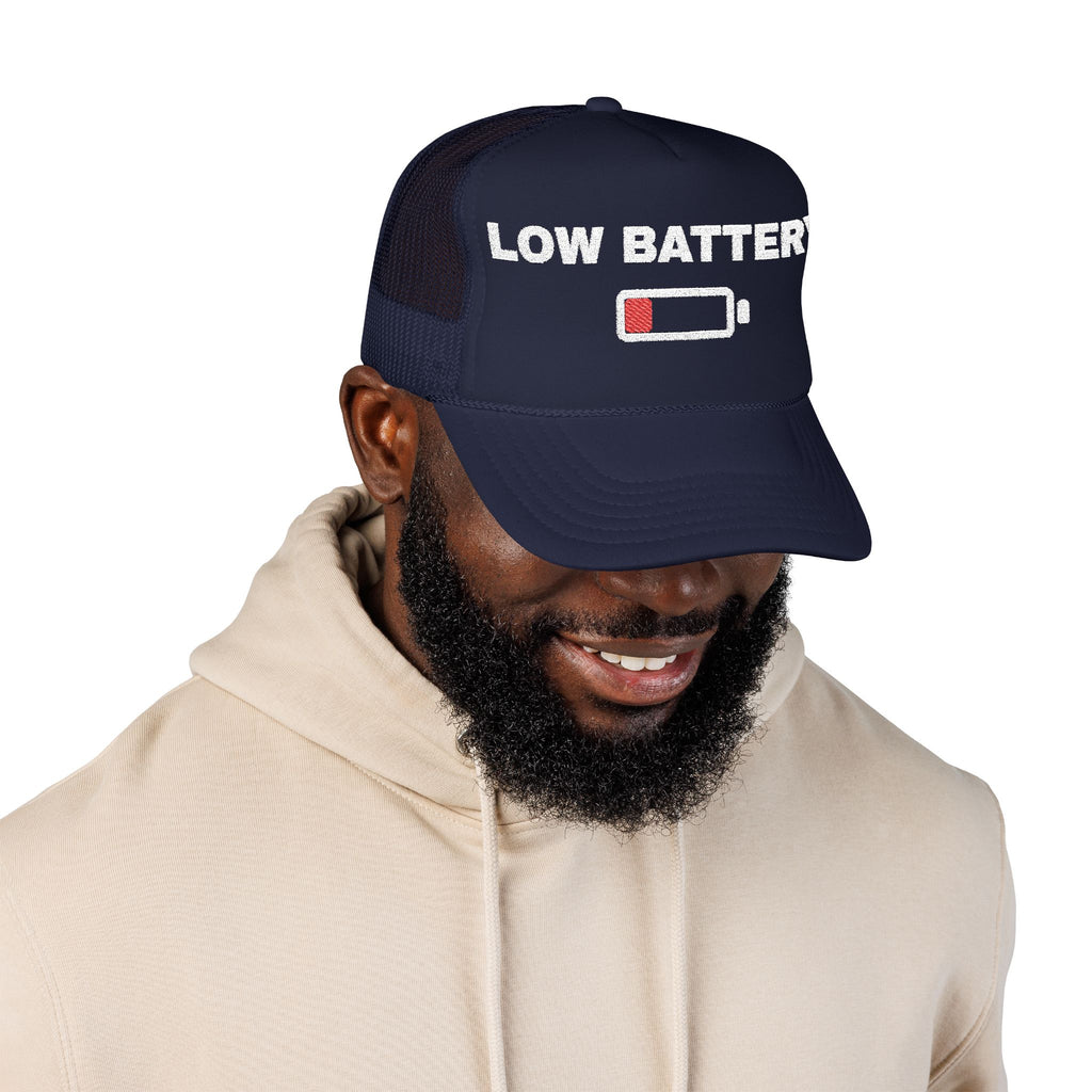 Low Battery Embroidered Trucker Hat — product photo