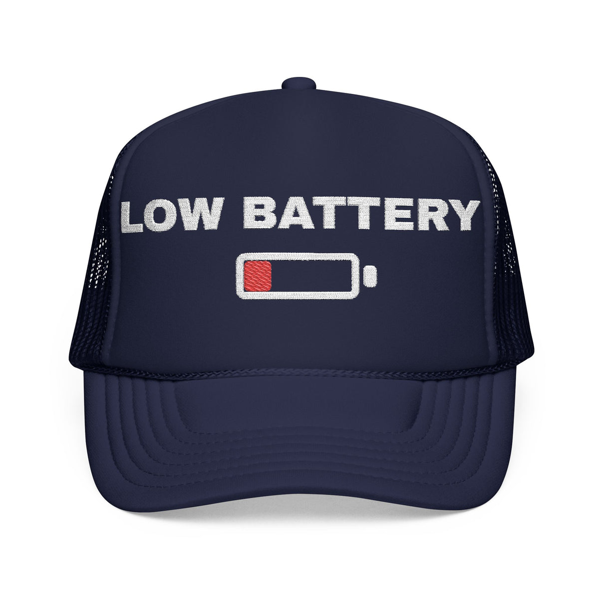 Low Battery Embroidered Trucker Hat — product photo