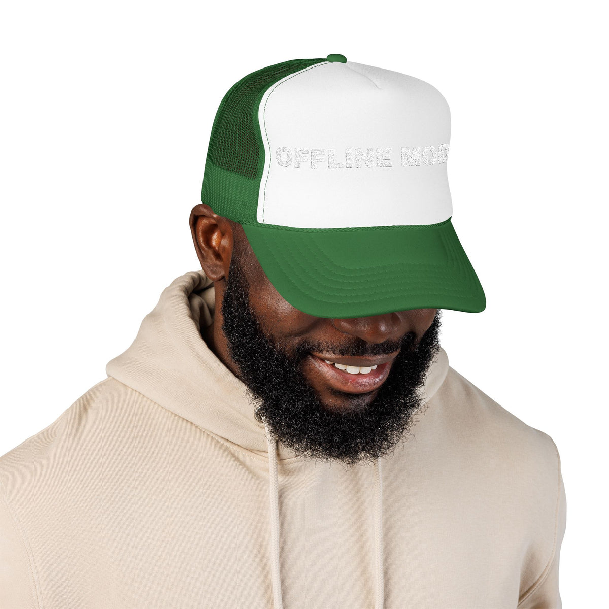 PRINTPANDA Offline Mode Trucker Hat - One Size, Dark Colors, Embroidered