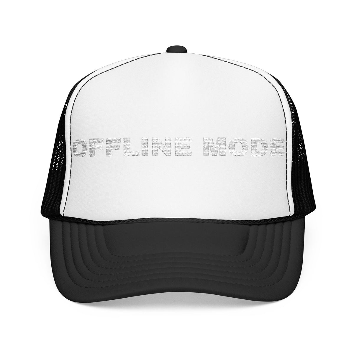 PRINTPANDA Offline Mode Trucker Hat - One Size, Dark Colors, Embroidered