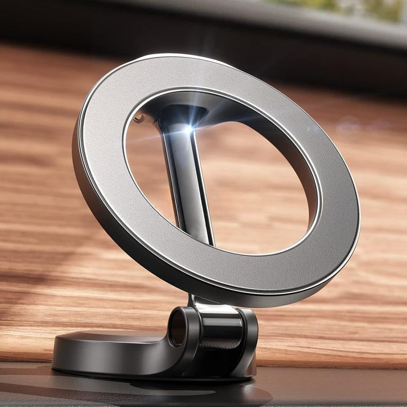 Foldable All-Metal Magnetic Car Phone Mount on dashboard