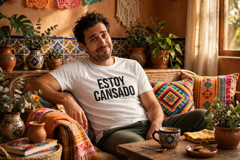 Estoy Cansado shirt worn Spanish tired text tee