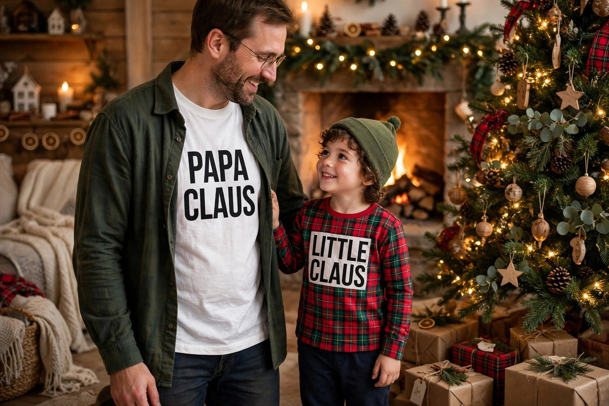 Papa Claus shirt worn matching family Christmas