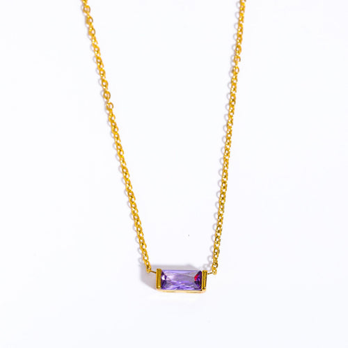Birthstone Zircon Pendant Necklace – Stainless Steel — original supplier reference