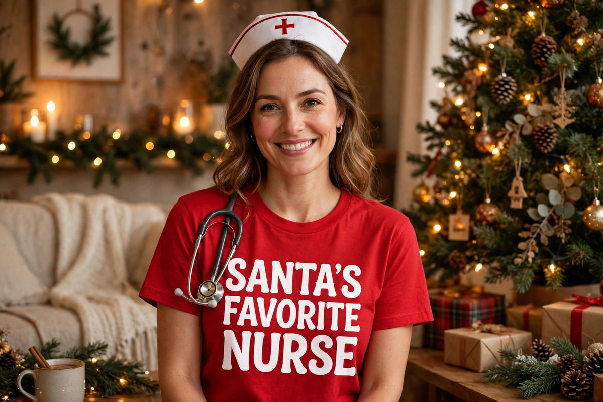 Santas Favorite Nurse shirt worn RN holiday